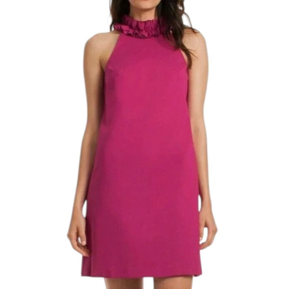 Trina Turk Dobbie Pink Ruffle Halter Neck Mini Dress